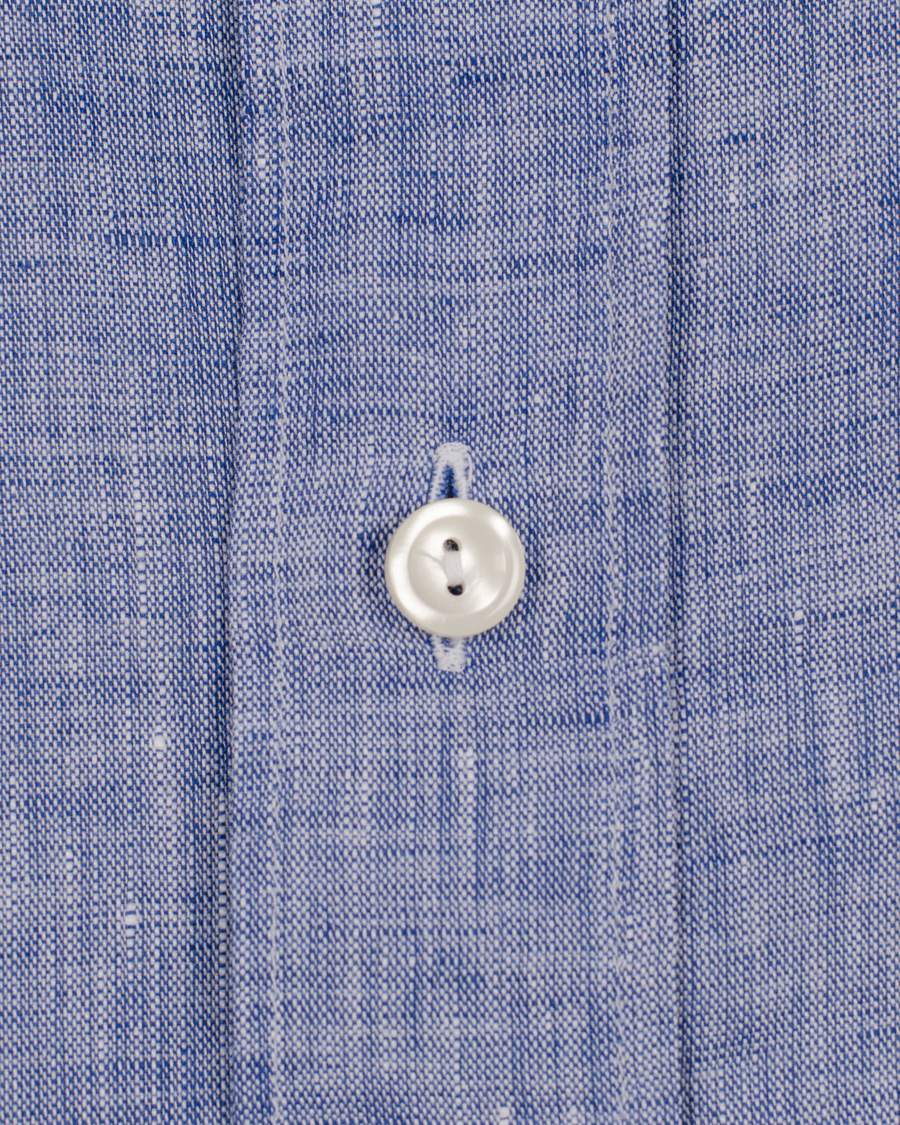 Heren | Overhemden | Eton | Slim Fit Shirt Green Ribbon Linen Blue