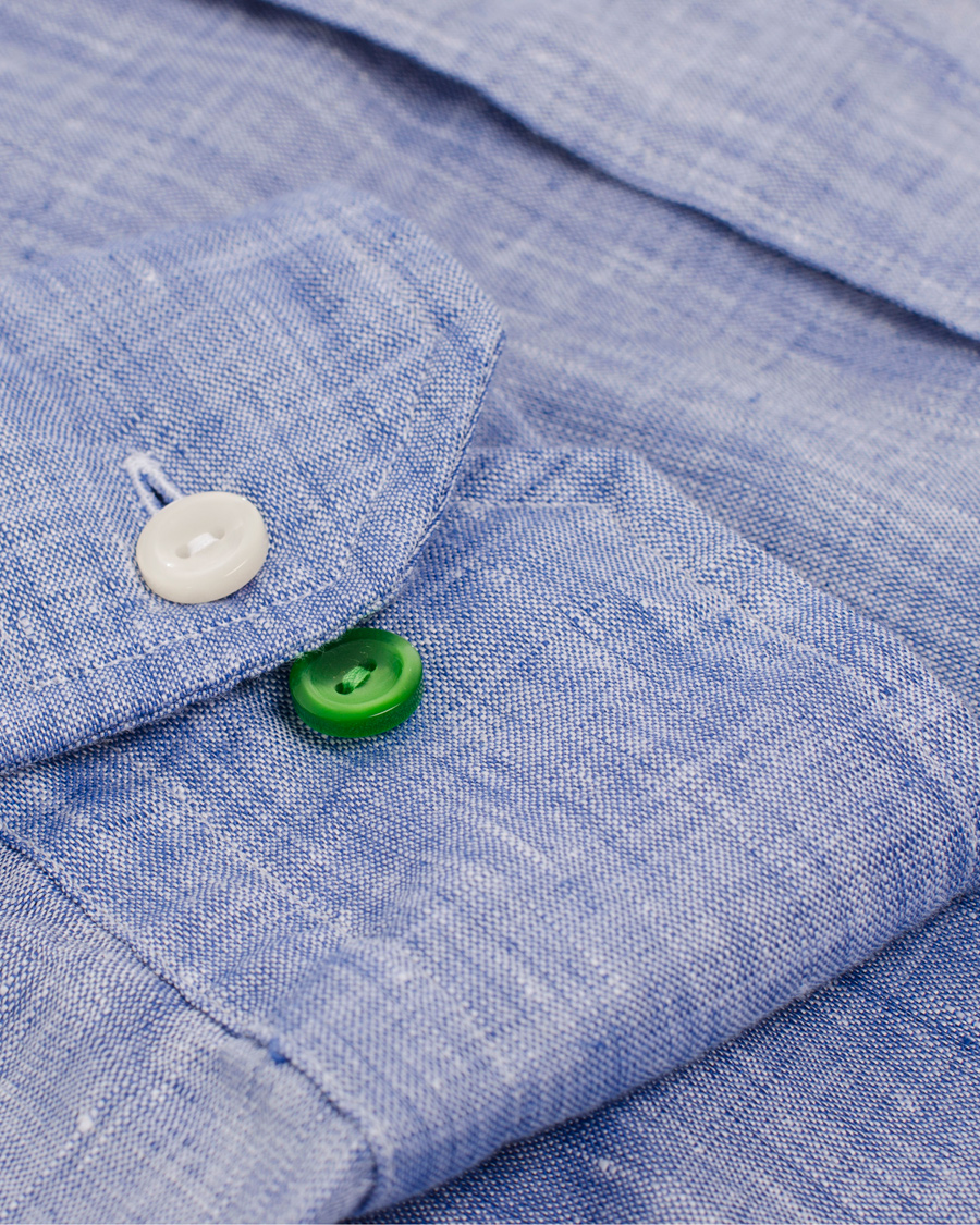 Heren | Overhemden | Eton | Slim Fit Shirt Green Ribbon Linen Blue