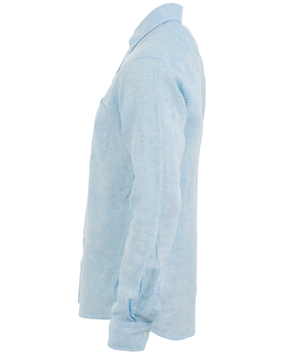 Heren | Overhemden | Eton | Slim Fit Shirt Green Ribbon Linen Light Blue