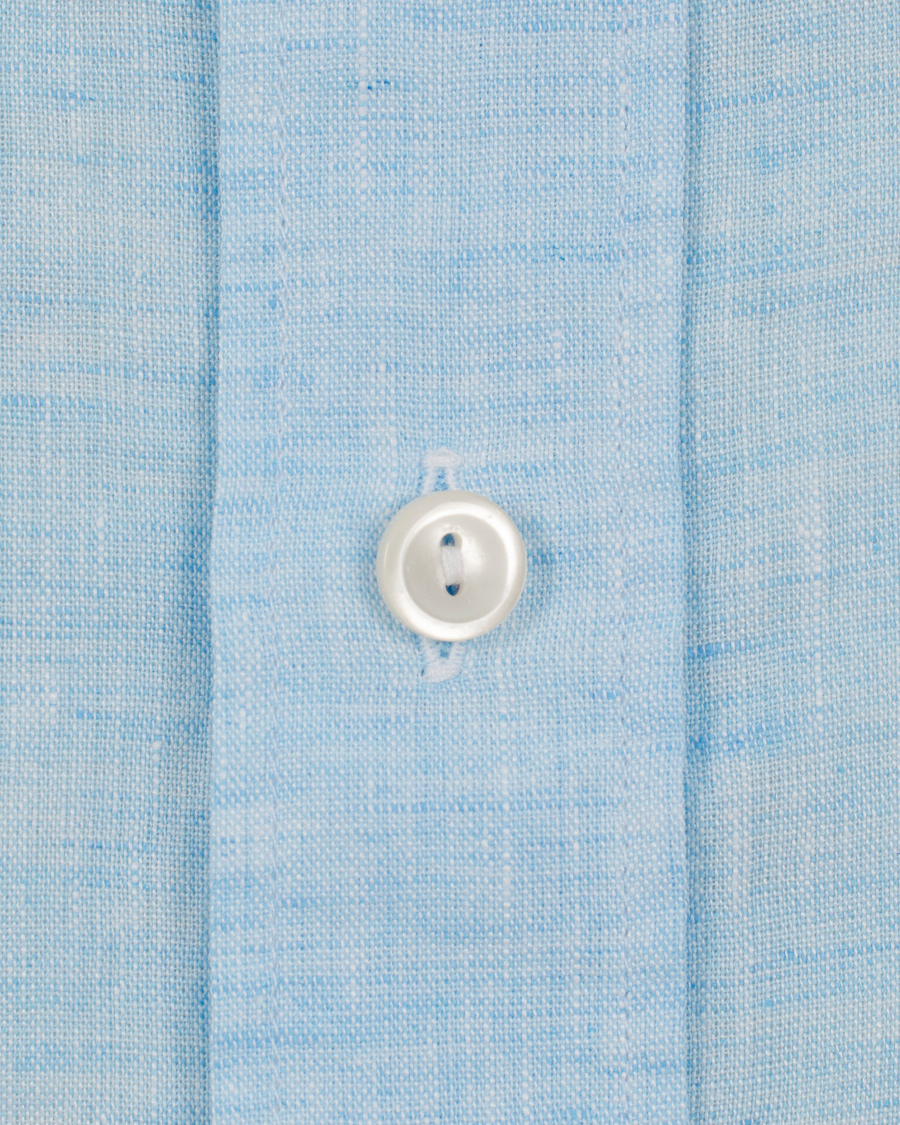 Heren | Overhemden | Eton | Slim Fit Shirt Green Ribbon Linen Light Blue