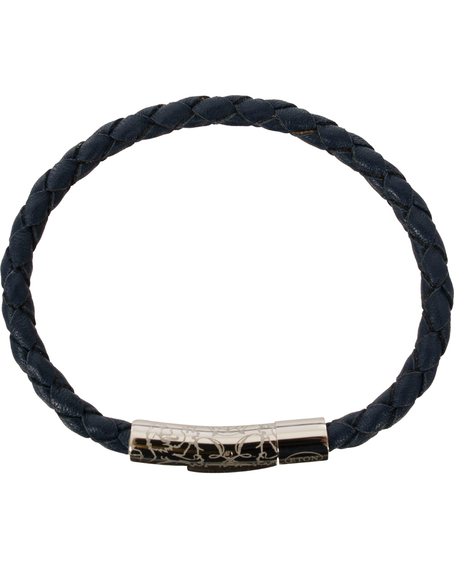 Heren | Eton Braided Leather Bracelet Navy | Eton | Braided Leather Bracelet Navy
