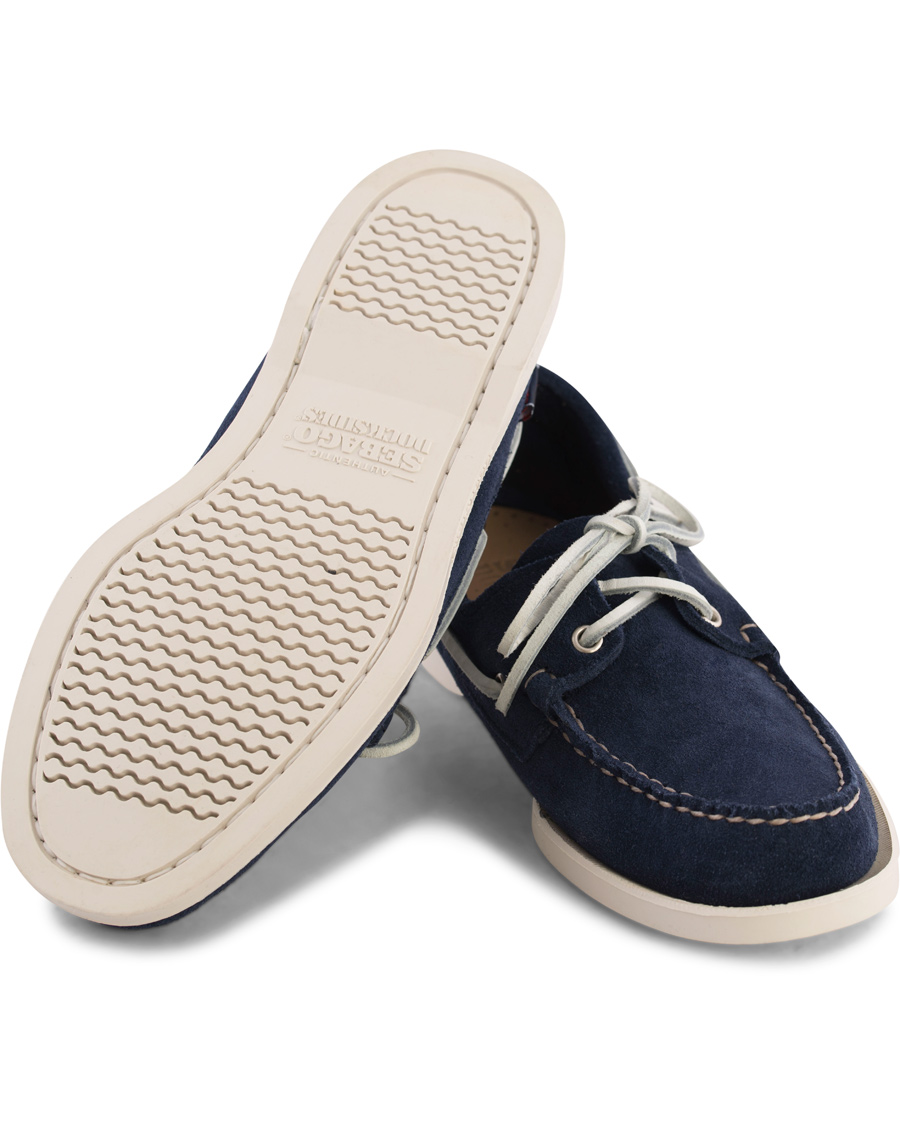 Heren | Sebago Spinnaker Navy Suede/Tan Leather | Sebago | Spinnaker Navy Suede/Tan Leather