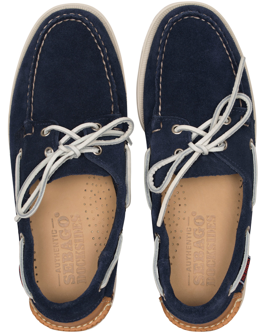 Heren | Sebago Spinnaker Navy Suede/Tan Leather | Sebago | Spinnaker Navy Suede/Tan Leather
