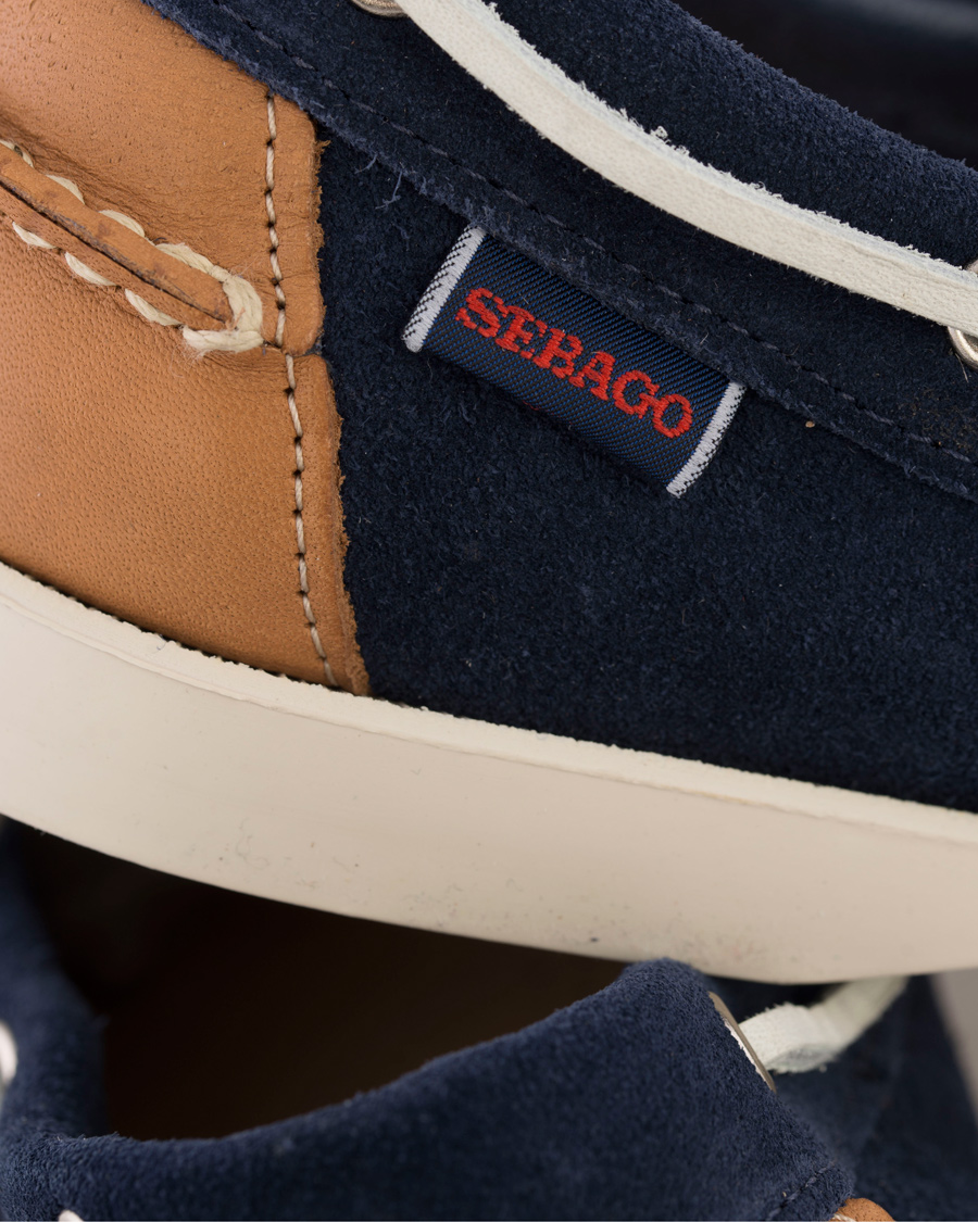Heren | Sebago Spinnaker Navy Suede/Tan Leather | Sebago | Spinnaker Navy Suede/Tan Leather