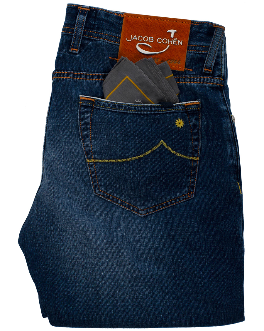 Heren | Jeans | Jacob Cohën | 622 Luxury Edition Jeans Mid Blue/Red Label