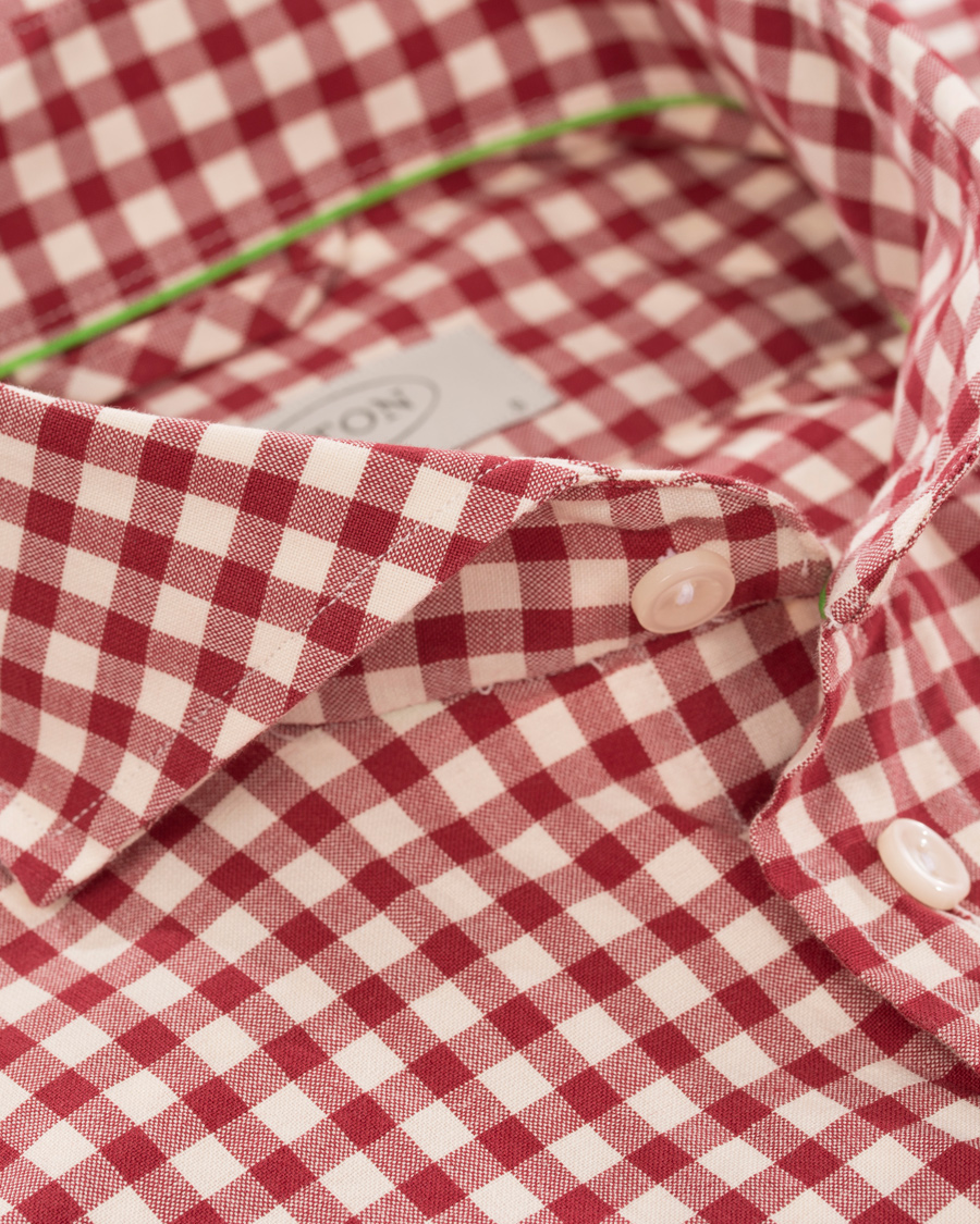 Heren | Overhemden | Eton | Slim Fit Shirt Green Ribbon Check Red