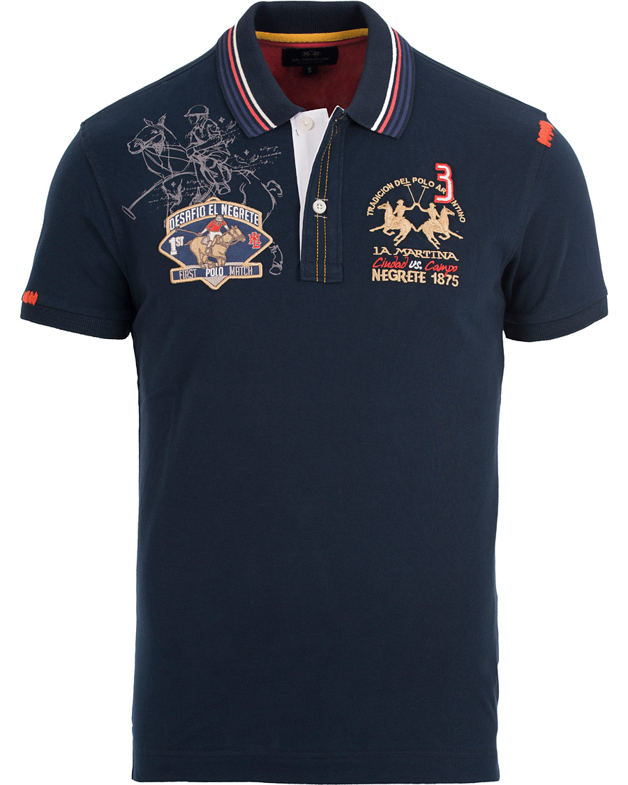 Heren | Polo's | La Martina | Logo Polo Piqué Navy