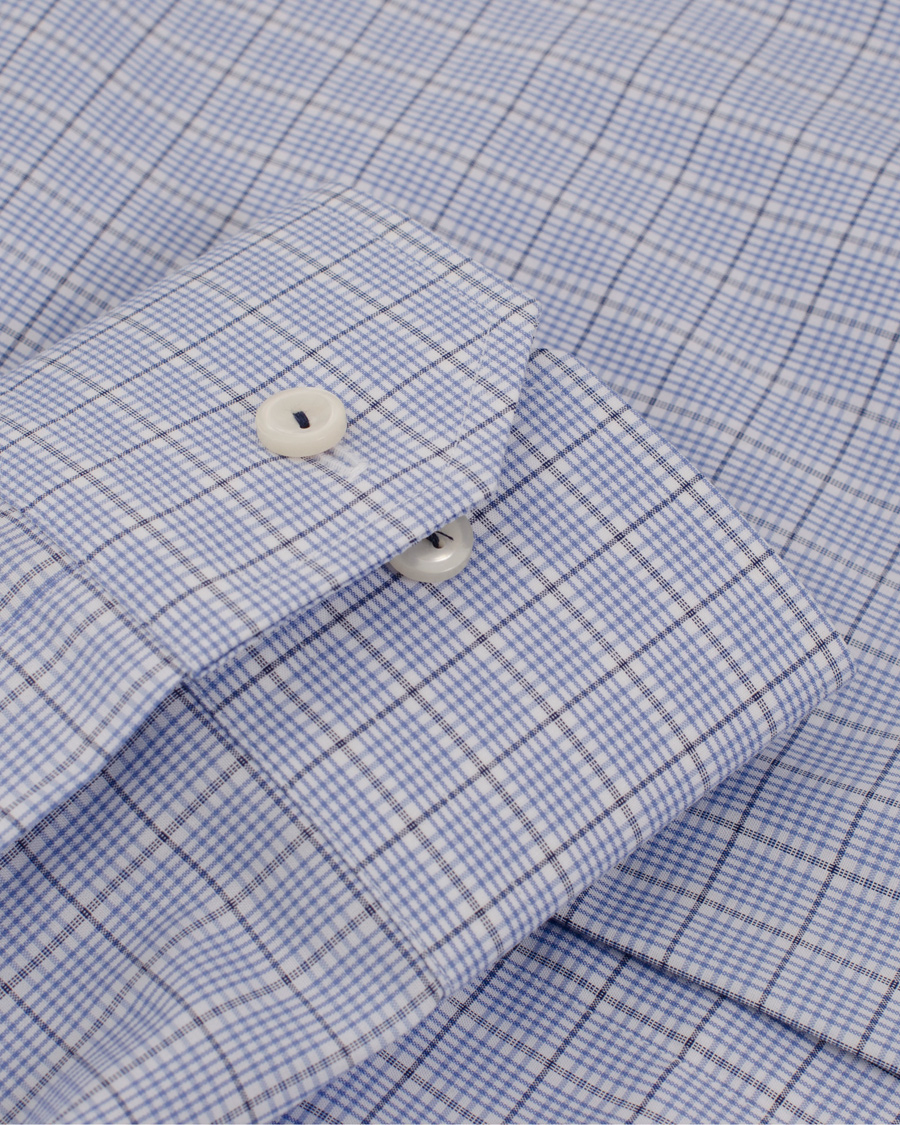 Heren | Overhemden | Eton | Contemporary Fit Shirt Red Ribbon Check Blue
