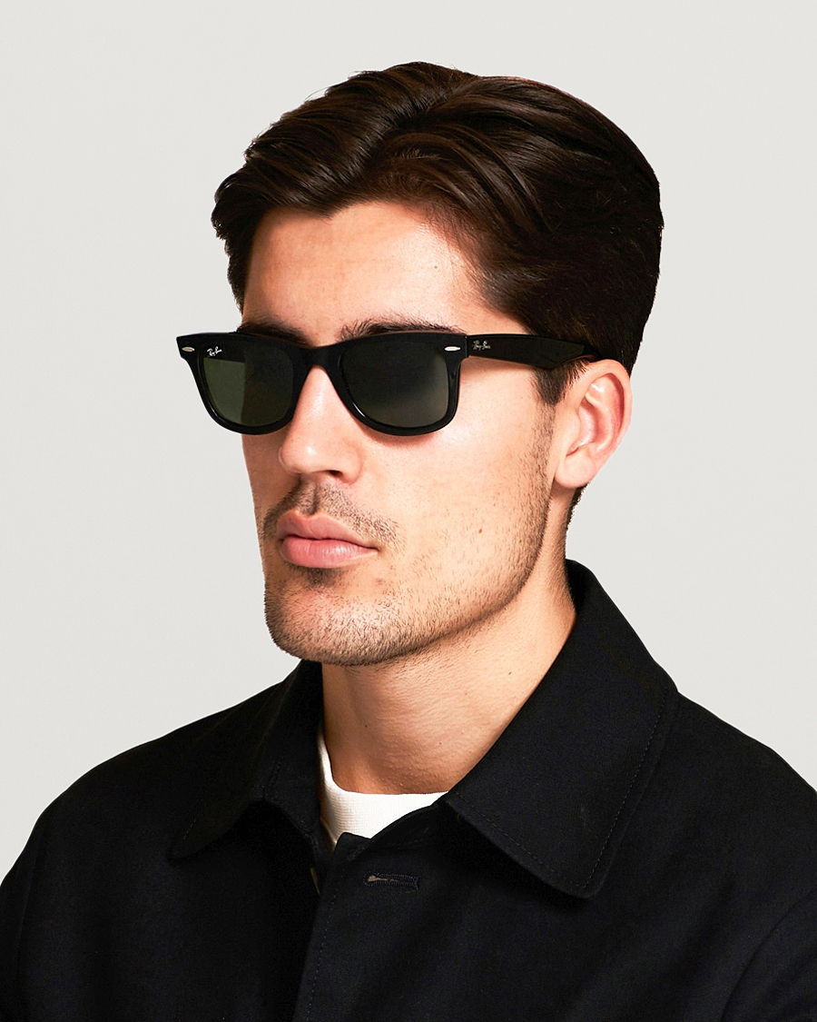 Heren | D-frame zonnebrillen | Ray-Ban | Original Wayfarer Sunglasses Black/Crystal Green