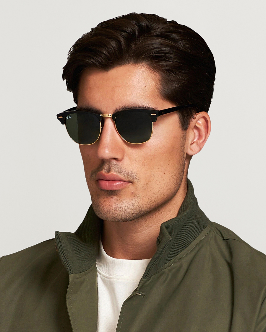 Men | D-frame Sunglasses | Ray-Ban | Clubmaster Sunglasses Ebony/Crystal Green