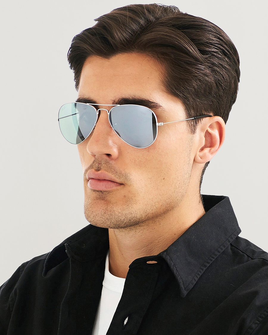 Heren |  | Ray-Ban | 0RB3025 Aviator Large Metal Sunglasses Silver/Grey Mirror