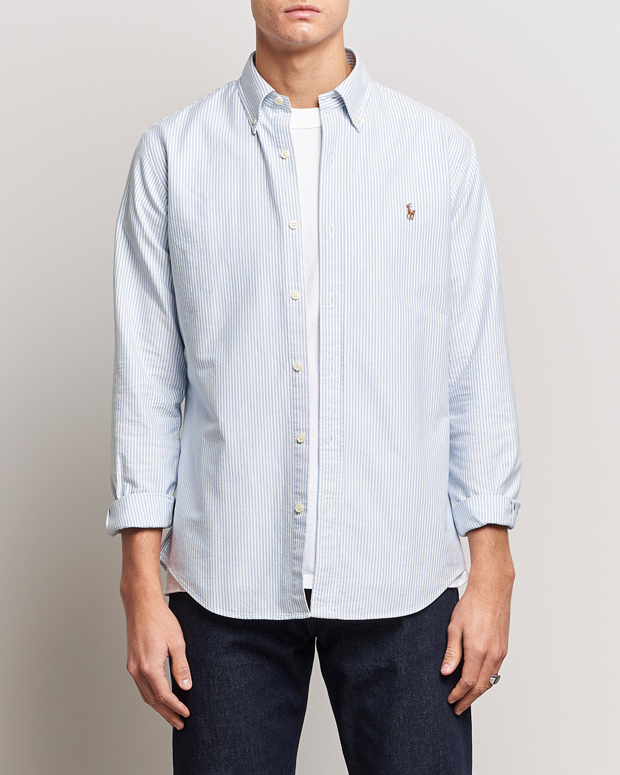 Men |  | Polo Ralph Lauren | Custom Fit Oxford Shirt Stripes Blue