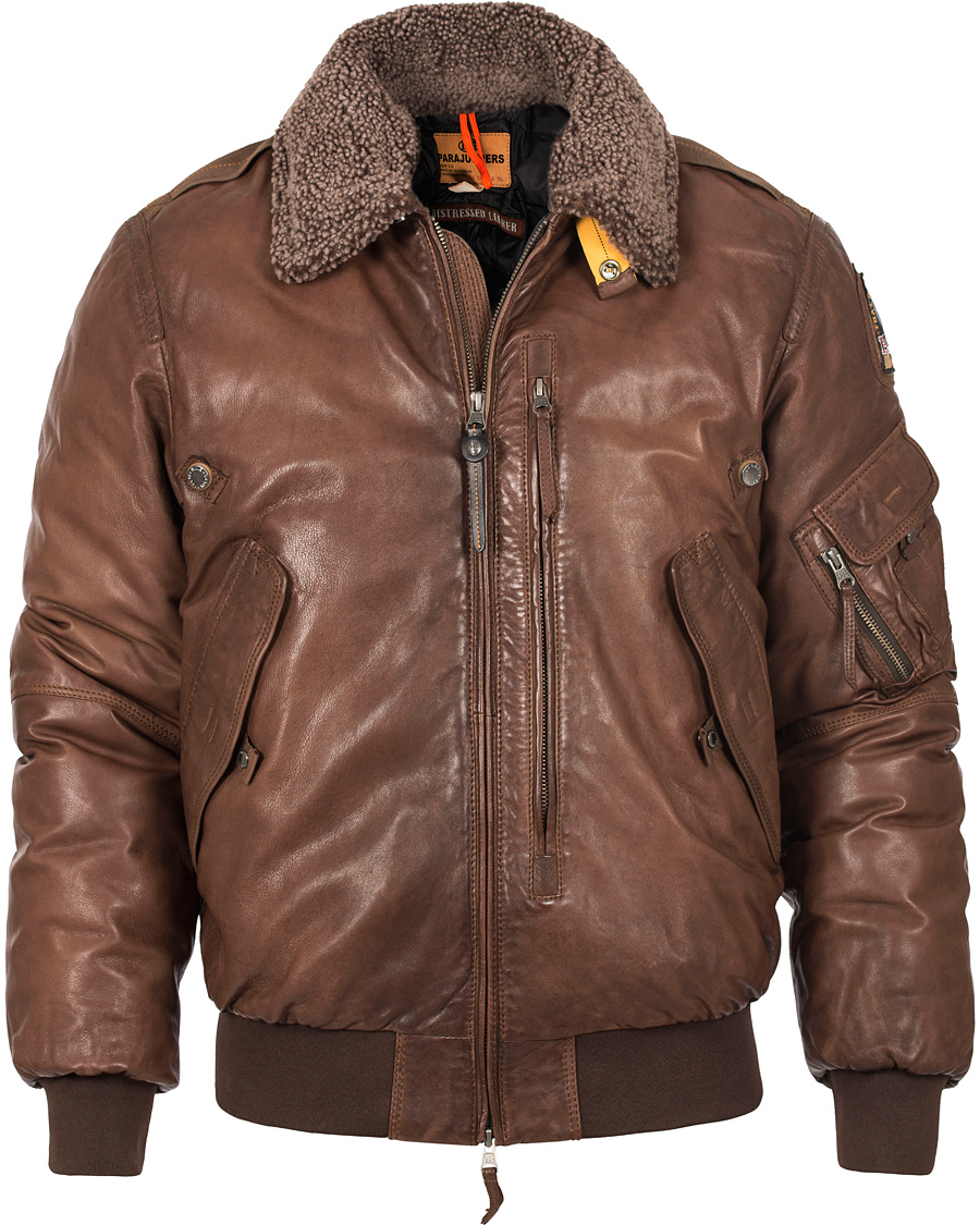 Heren | Jassen | Parajumpers | Josh Distressed Leather Jacket Brown