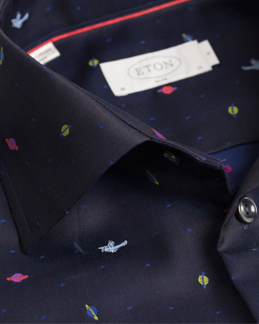 Heren | Overhemden | Eton | Slim Fit Shirt Red Ribbon Planet Navy