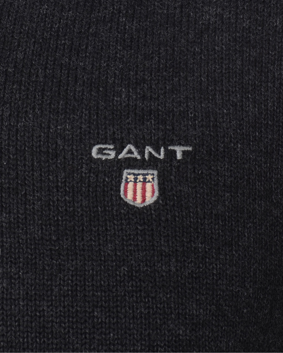 Heren | Truien | GANT | Solid Cotton V-neck Dark Charcoal Melange