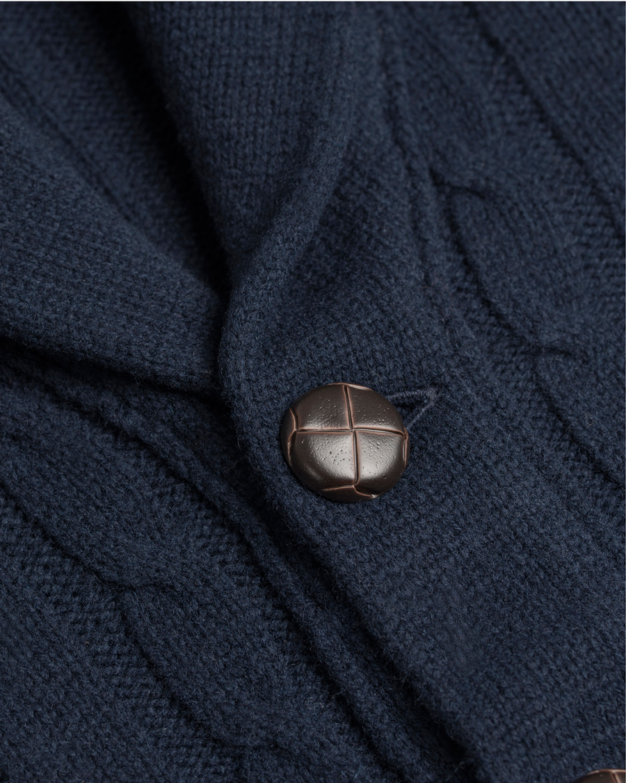 Heren | Truien | GANT | Lambswool Shawl Cable Cardigan Evening Blue