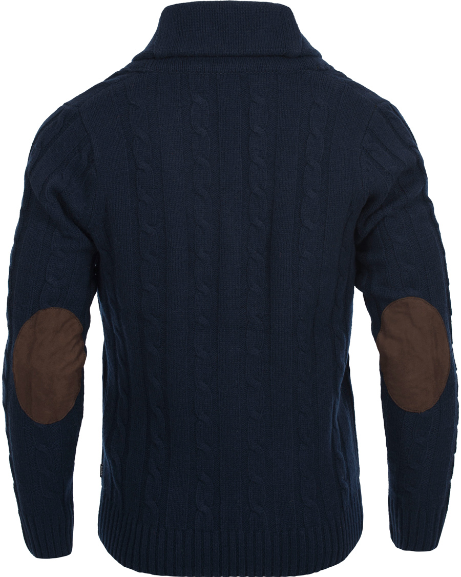 Heren | Truien | GANT | Lambswool Shawl Cable Cardigan Evening Blue