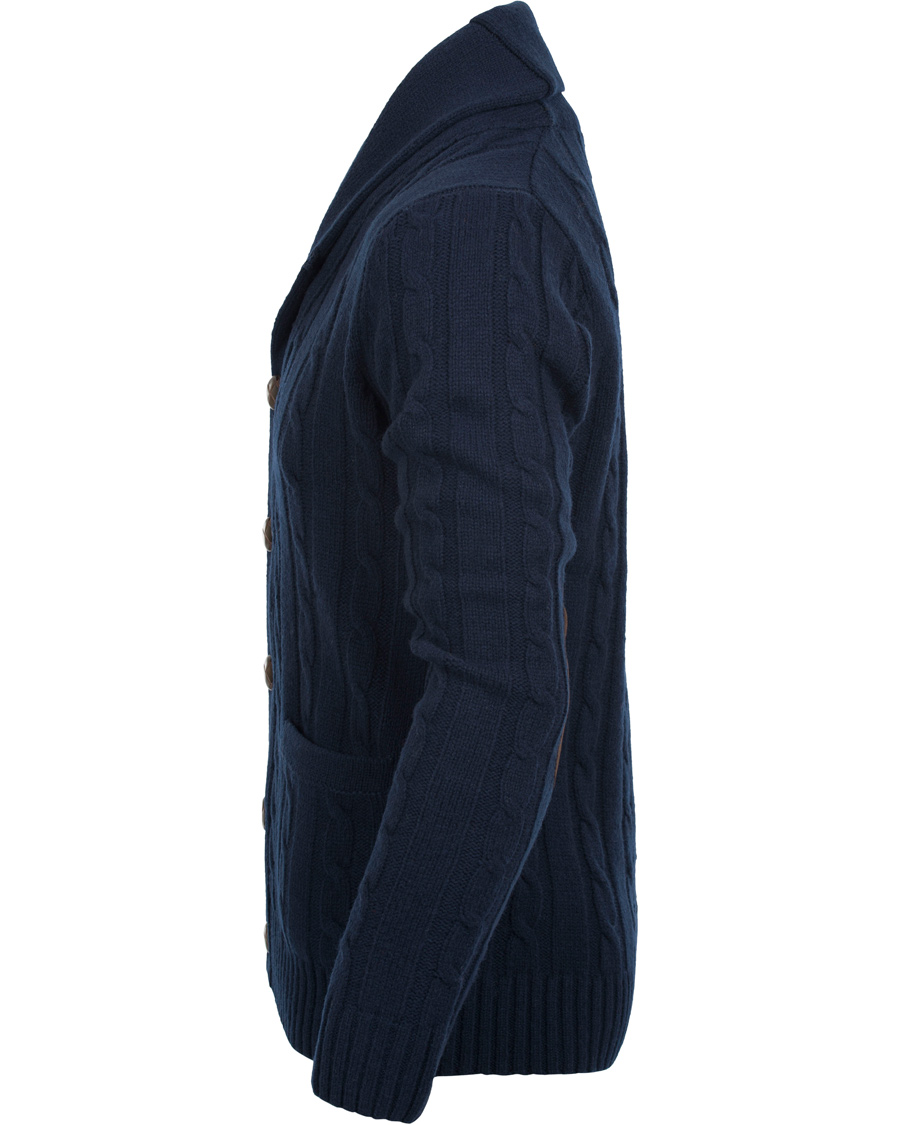 Heren | Truien | GANT | Lambswool Shawl Cable Cardigan Evening Blue