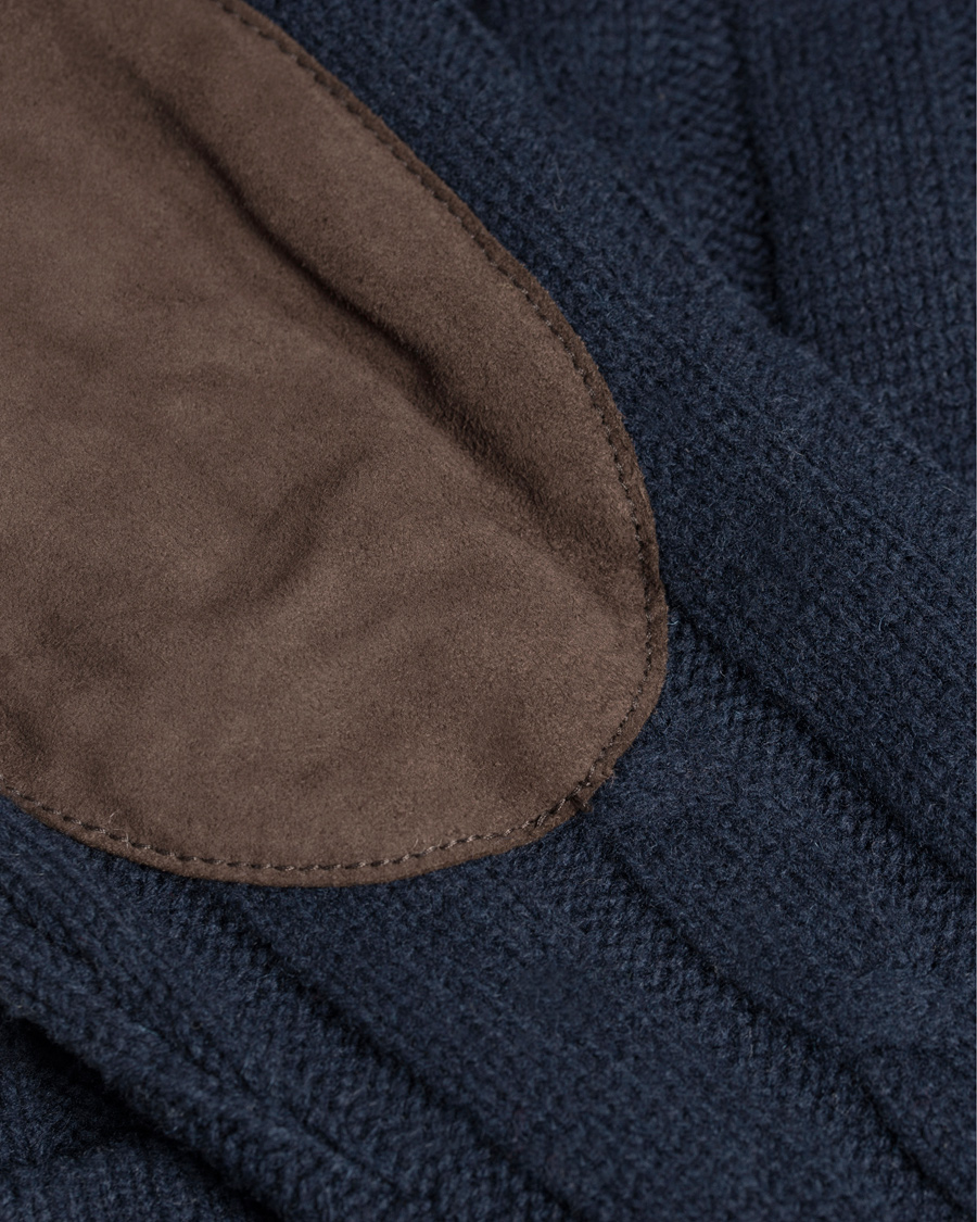 Heren | Truien | GANT | Lambswool Shawl Cable Cardigan Evening Blue