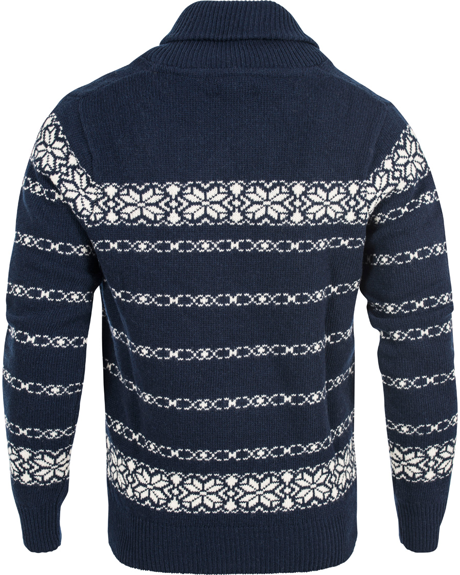 Heren | Truien | GANT | Christmas Snowflake Wool Shawl Evening Blue