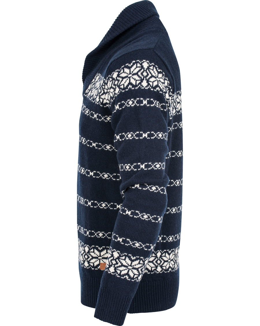 Heren | Truien | GANT | Christmas Snowflake Wool Shawl Evening Blue