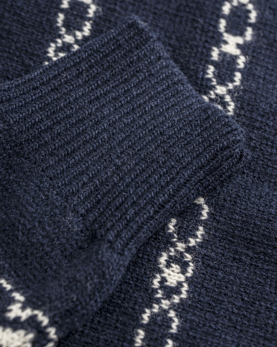 Heren | Truien | GANT | Christmas Snowflake Wool Shawl Evening Blue