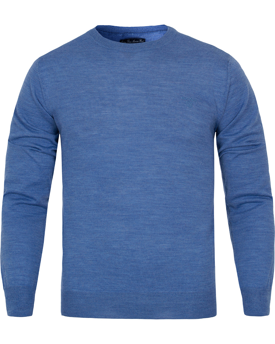 Heren | Truien | GANT | Lightweight Merino Wool Crew Blue Melange