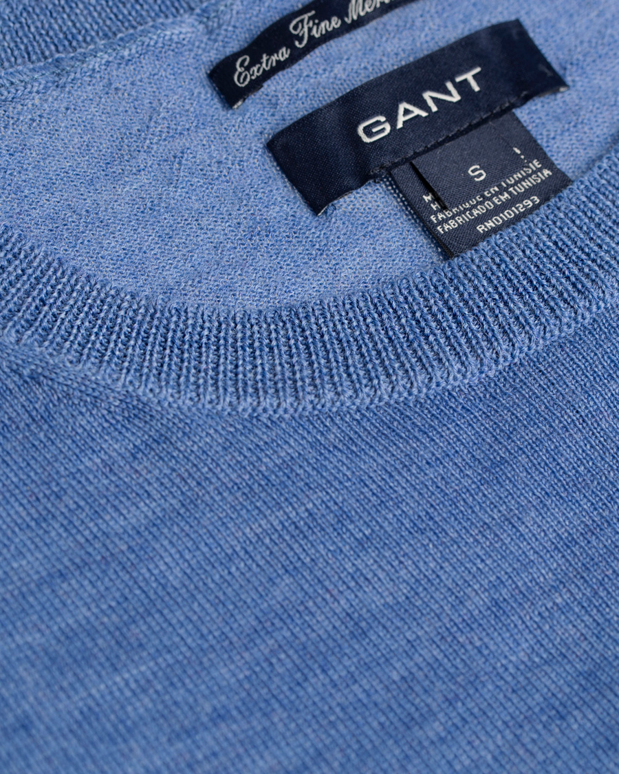 Heren | Truien | GANT | Lightweight Merino Wool Crew Blue Melange