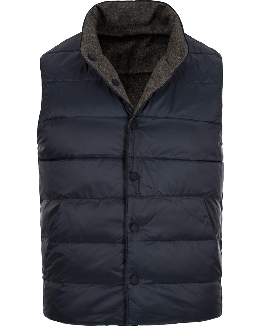 Heren | Jassen | Gran Sasso | Brushed Wool Reversible Vest Grey