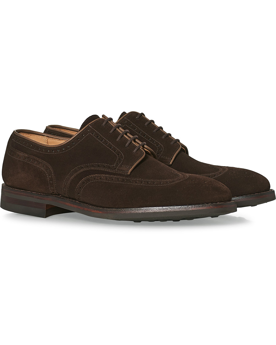 Heren | Crockett & Jones Swansea Brogue Dark Brown Suede | Crockett & Jones | Swansea Brogue Dark Brown Suede