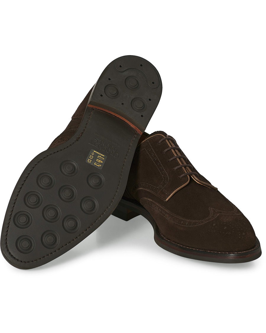 Heren | Crockett & Jones Swansea Brogue Dark Brown Suede | Crockett & Jones | Swansea Brogue Dark Brown Suede