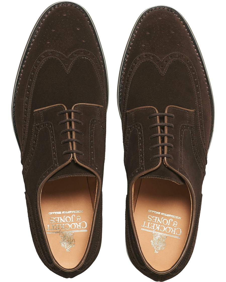 Heren | Crockett & Jones Swansea Brogue Dark Brown Suede | Crockett & Jones | Swansea Brogue Dark Brown Suede
