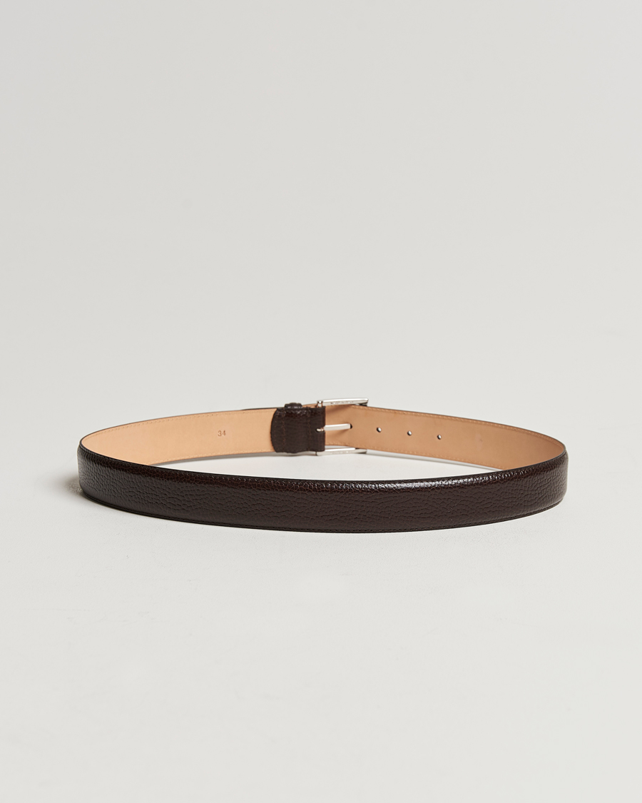 Heren | Cadeaus | Crockett & Jones | Belt 3,5 cm Dark Brown Grained Calf