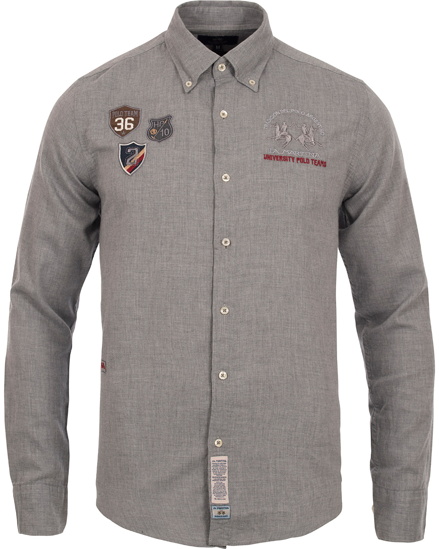 Heren | Overhemden | La Martina | Gaston Flannel Shirt Heather Grey