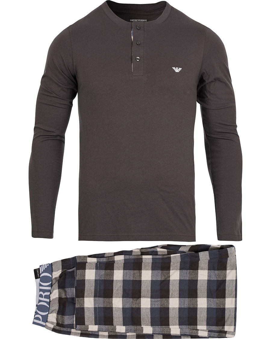 Heren | Ondergoed | Emporio Armani | Flannel Pyjama Set Asphalt Grey/Check