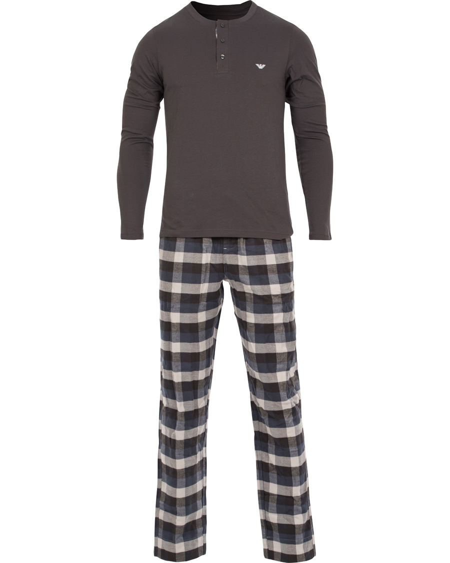 Heren | Ondergoed | Emporio Armani | Flannel Pyjama Set Asphalt Grey/Check