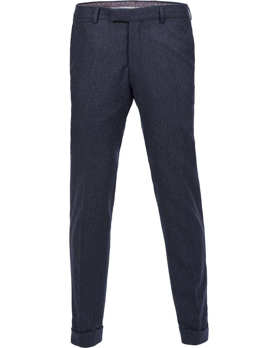 Heren | Broeken | Oscar Jacobson | Dean Turn Up Flanel Trousers Ink Blue 50