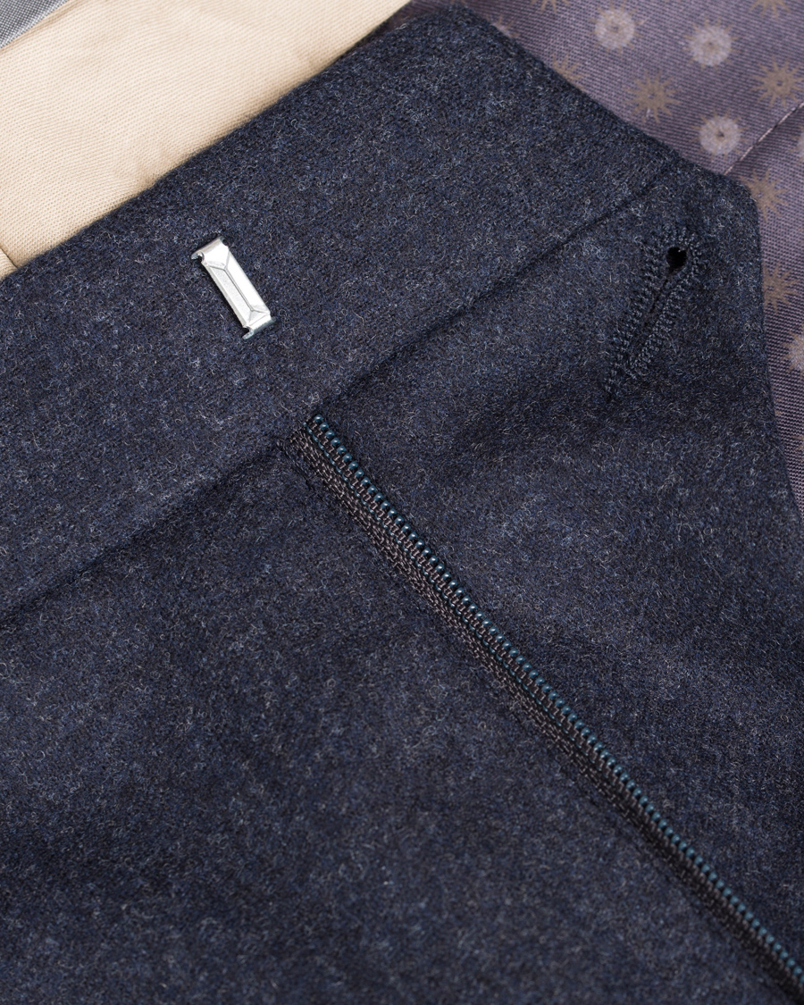 Heren | Broeken | Oscar Jacobson | Dean Turn Up Flanel Trousers Ink Blue 50
