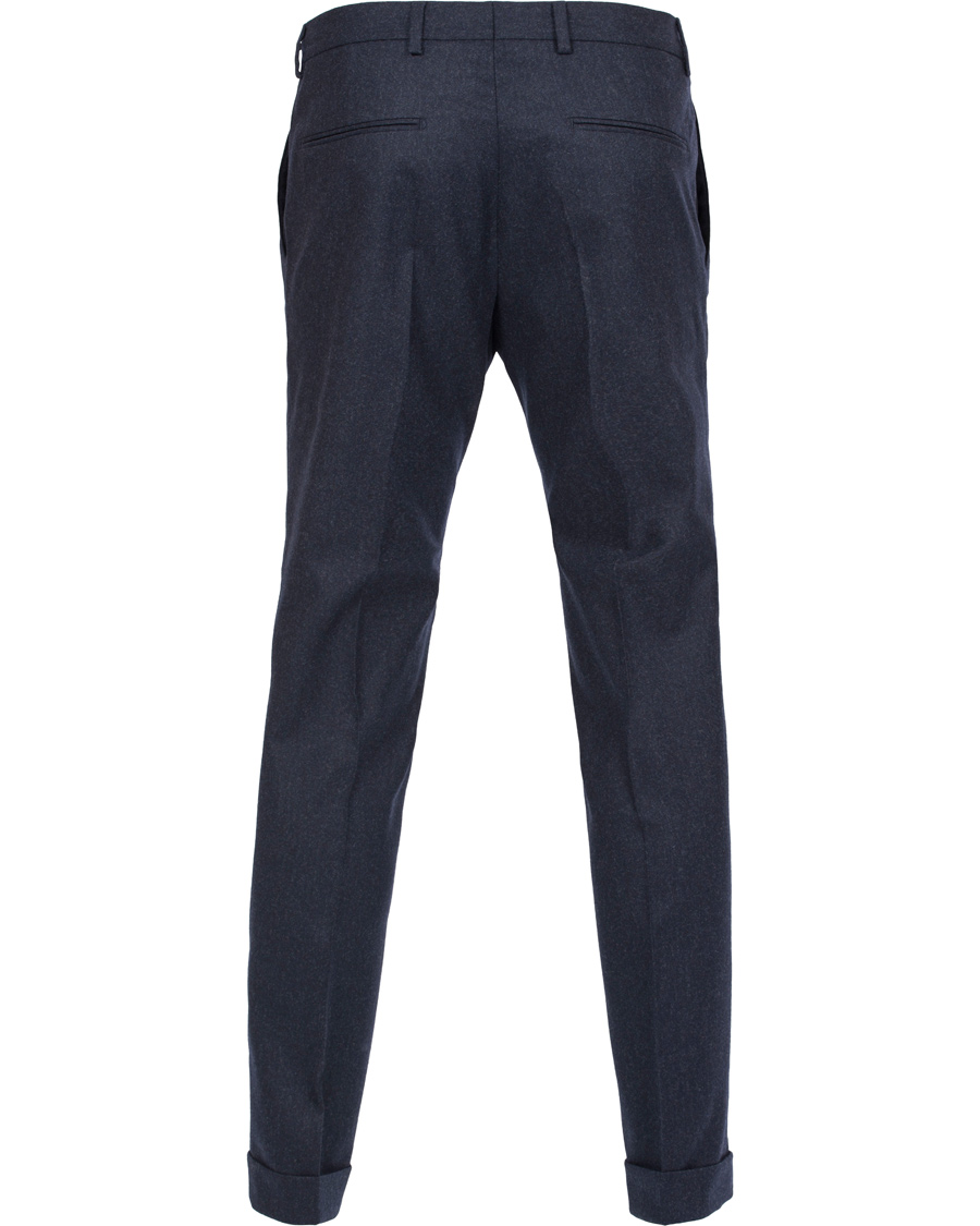 Heren | Broeken | Oscar Jacobson | Dean Turn Up Flanel Trousers Ink Blue 50