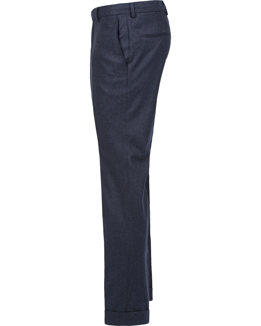 Heren | Broeken | Oscar Jacobson | Dean Turn Up Flanel Trousers Ink Blue 50