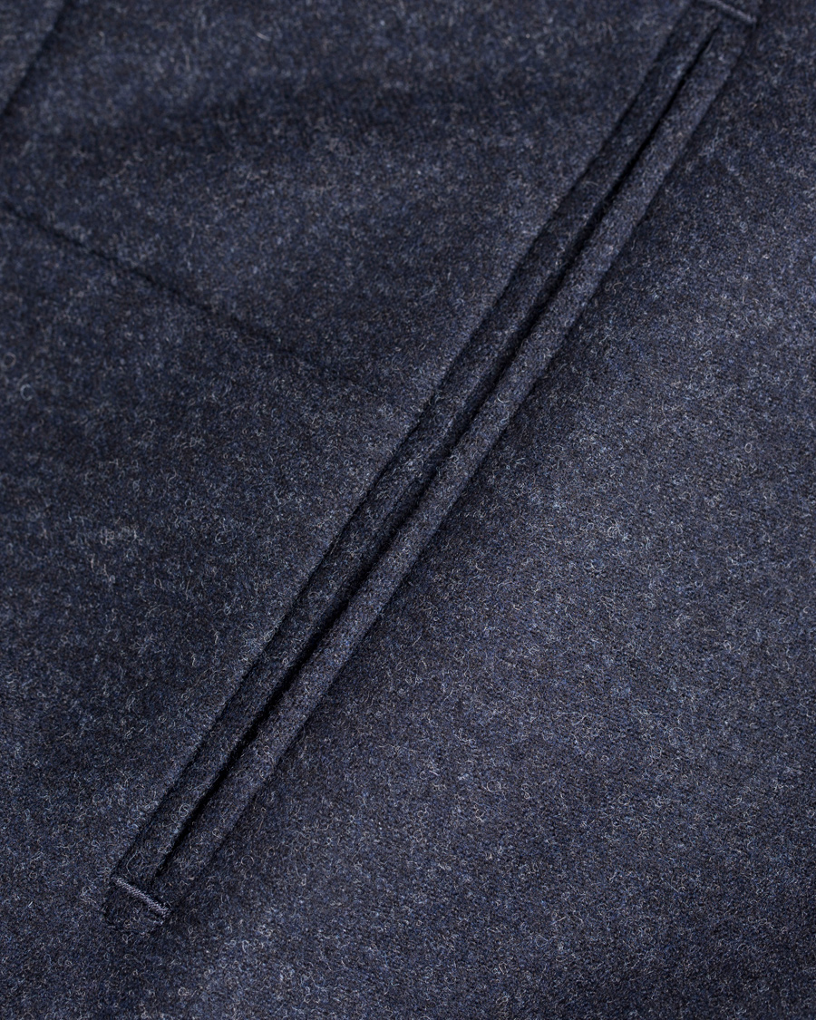 Heren | Broeken | Oscar Jacobson | Dean Turn Up Flanel Trousers Ink Blue 50
