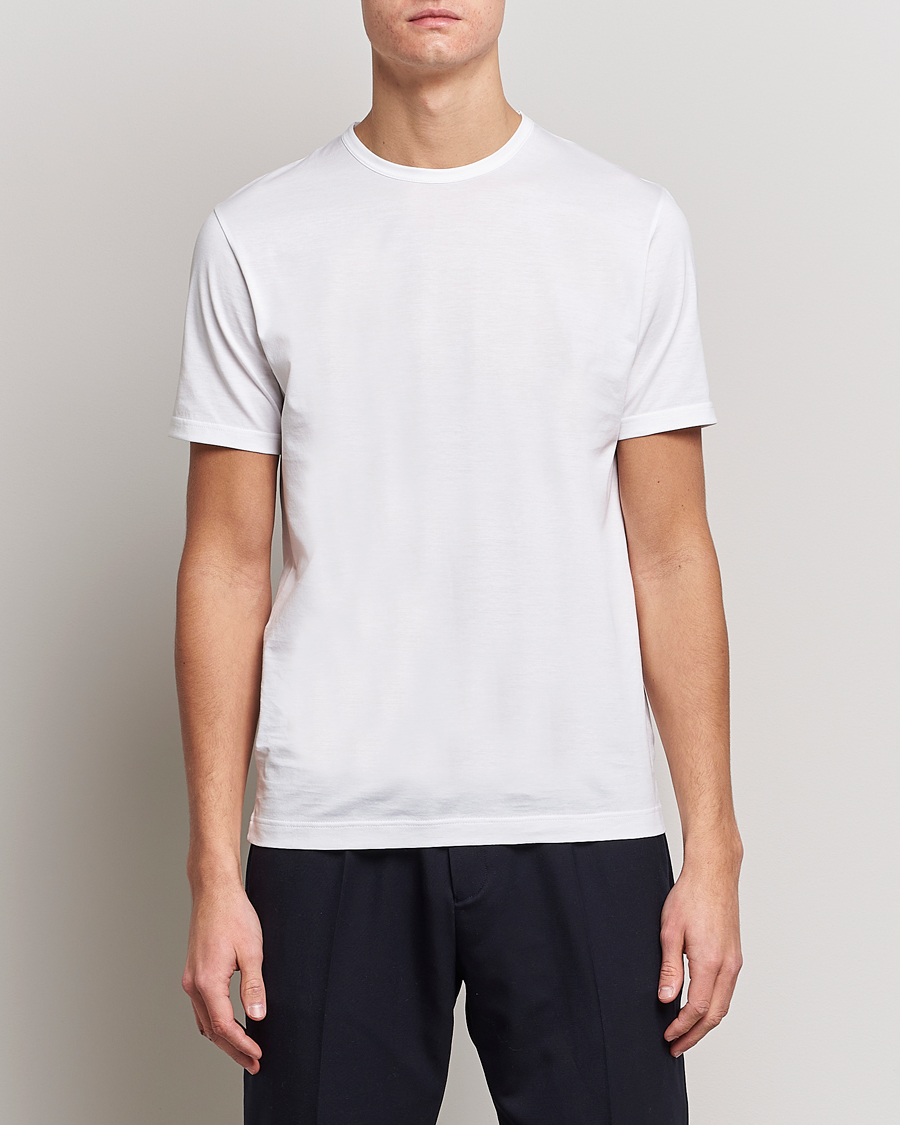 Heren | Loungewear | Sunspel | Crew Neck Cotton Tee White