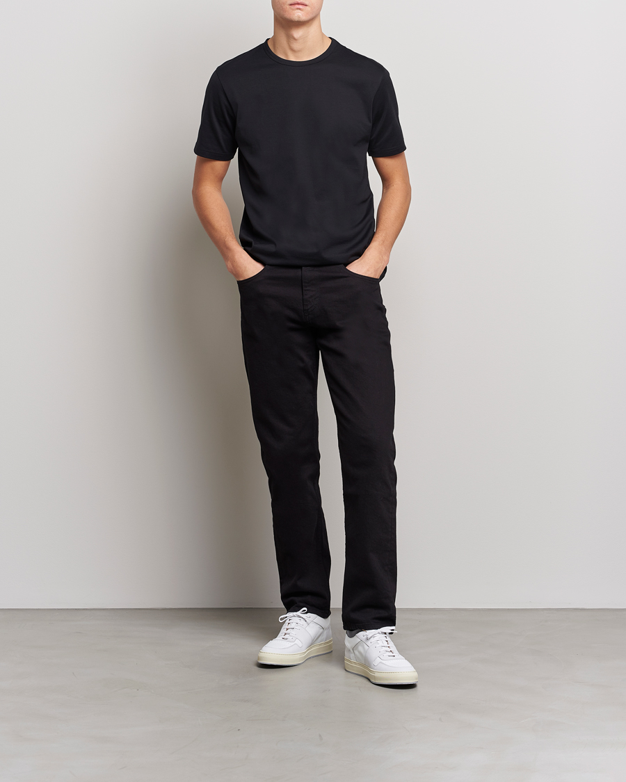 Heren | T-shirts | Sunspel | Crew Neck Q82 Cotton T-Shirt Black