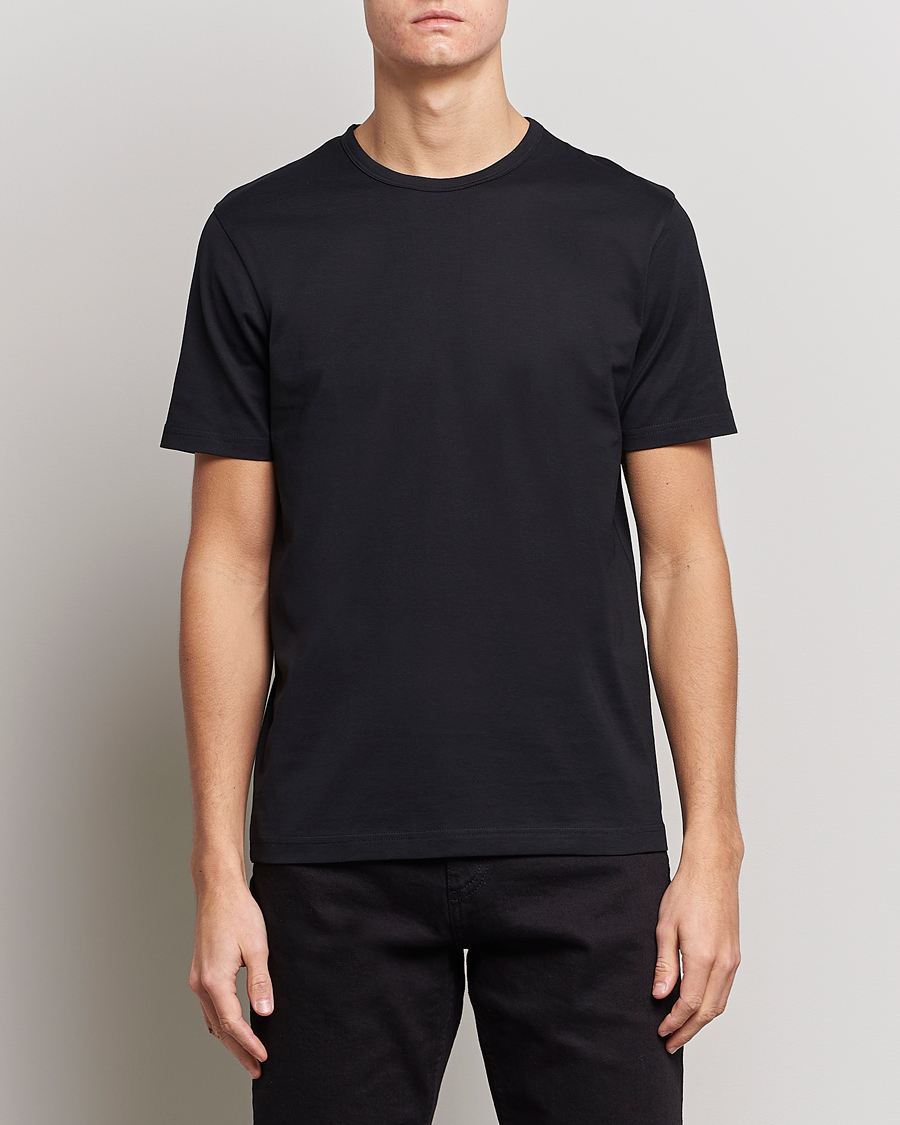 Heren | T-shirts | Sunspel | Crew Neck Q82 Cotton T-Shirt Black