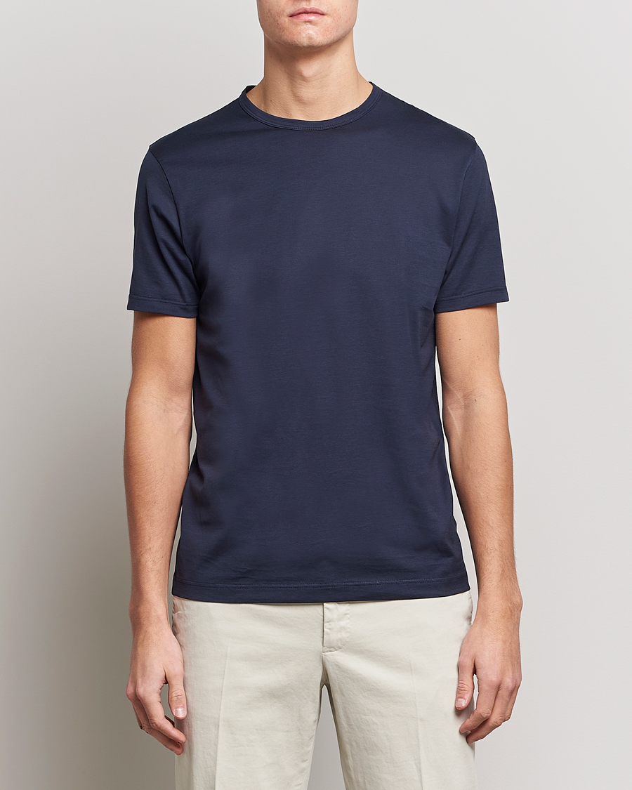 Heren | Afdelingen | Sunspel | Crew Neck Cotton Tee Navy