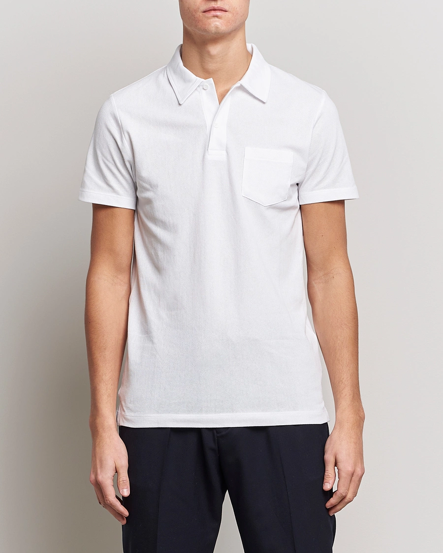 Heren | Poloshirts met korte mouwen | Sunspel | Riviera Polo Shirt White