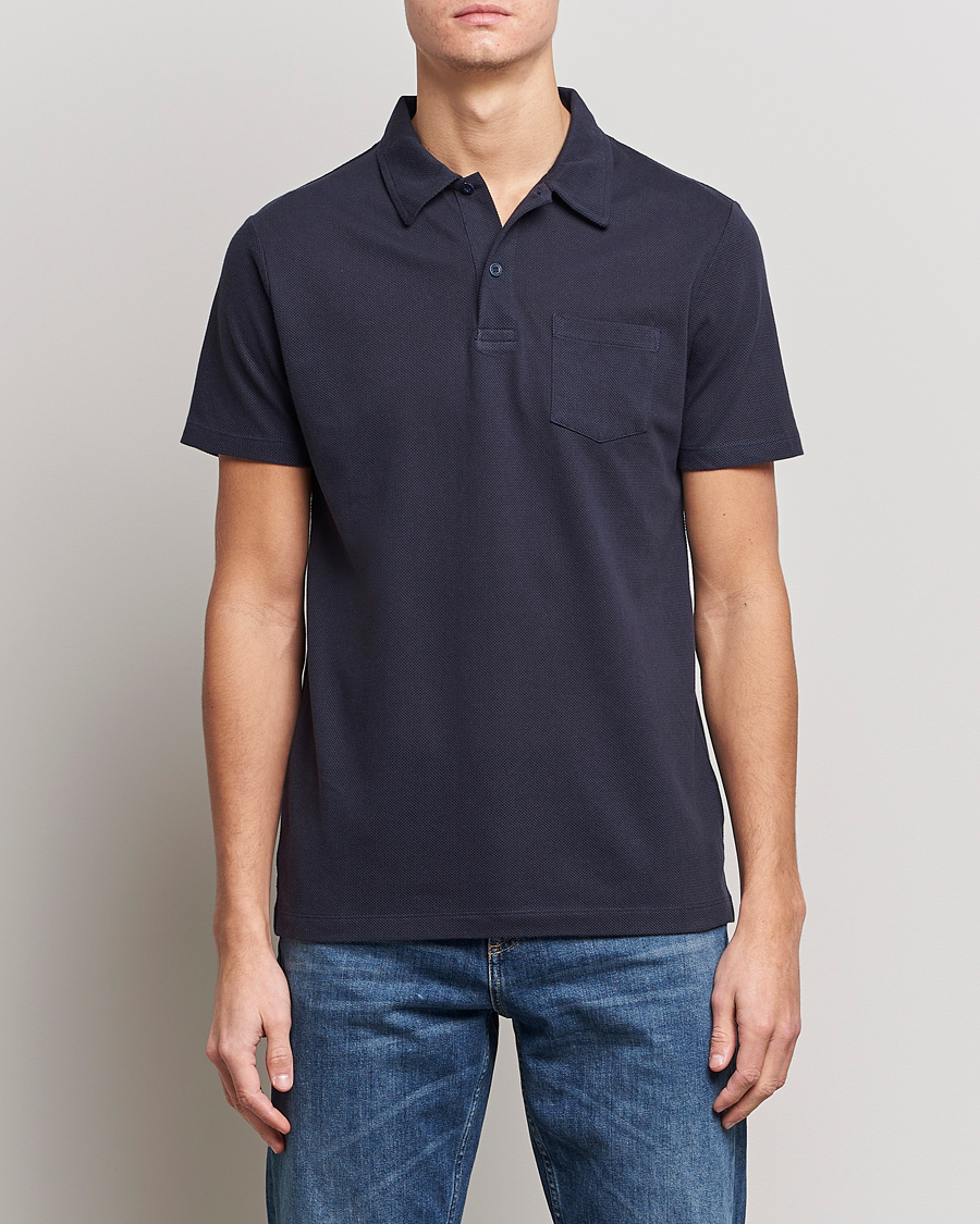 Heren | Poloshirts met korte mouwen | Sunspel | Riviera Polo Shirt Navy