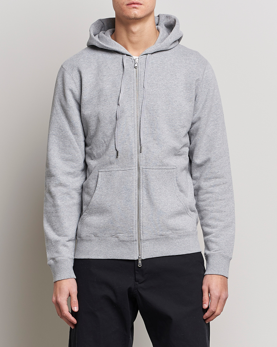 Heren |  | Sunspel | Loopback Full Zip Hoodie Grey Melange