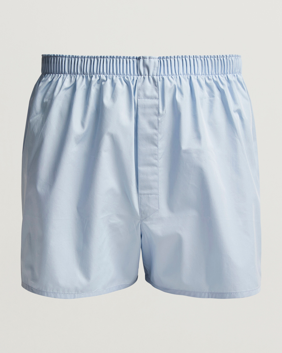 Heren | Ondergoed | Sunspel | Classic Woven Cotton Boxer Shorts Plain Blue
