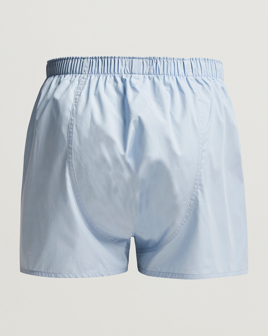 Men |  | Sunspel | Classic Woven Cotton Boxer Shorts Plain Blue